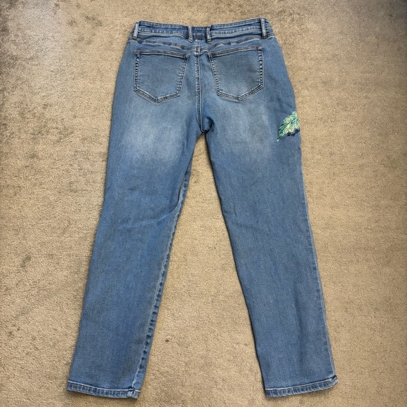 Tommy Bahama Tema Indigo Tweets Slim Boyfriend Jeans Embroidered Parrot - Picture 3 of 11